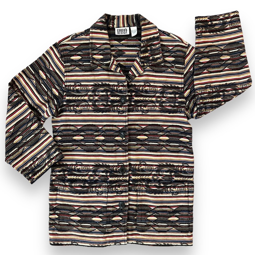 Chicos Design Blazer Aztec Woven Design, Size 1